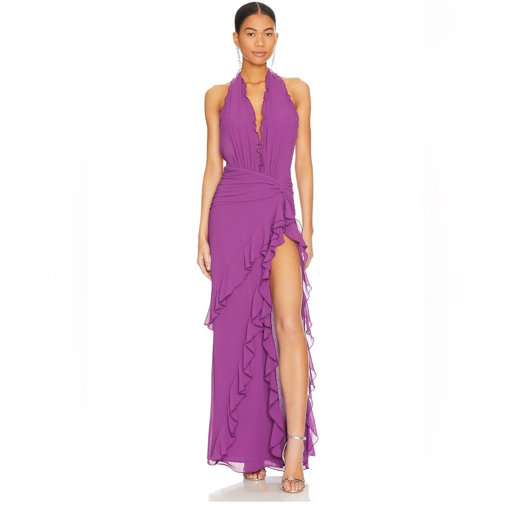Celenia Elegant Purple Halter Maxi Dress